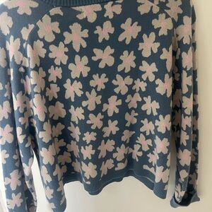 Spiritual Gangster Floral Crew Neck Sweater - Blue and Pink